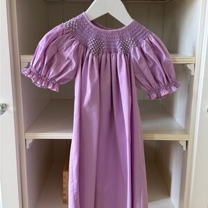 Lilac Hand Smocked Puff Sleeve Dress